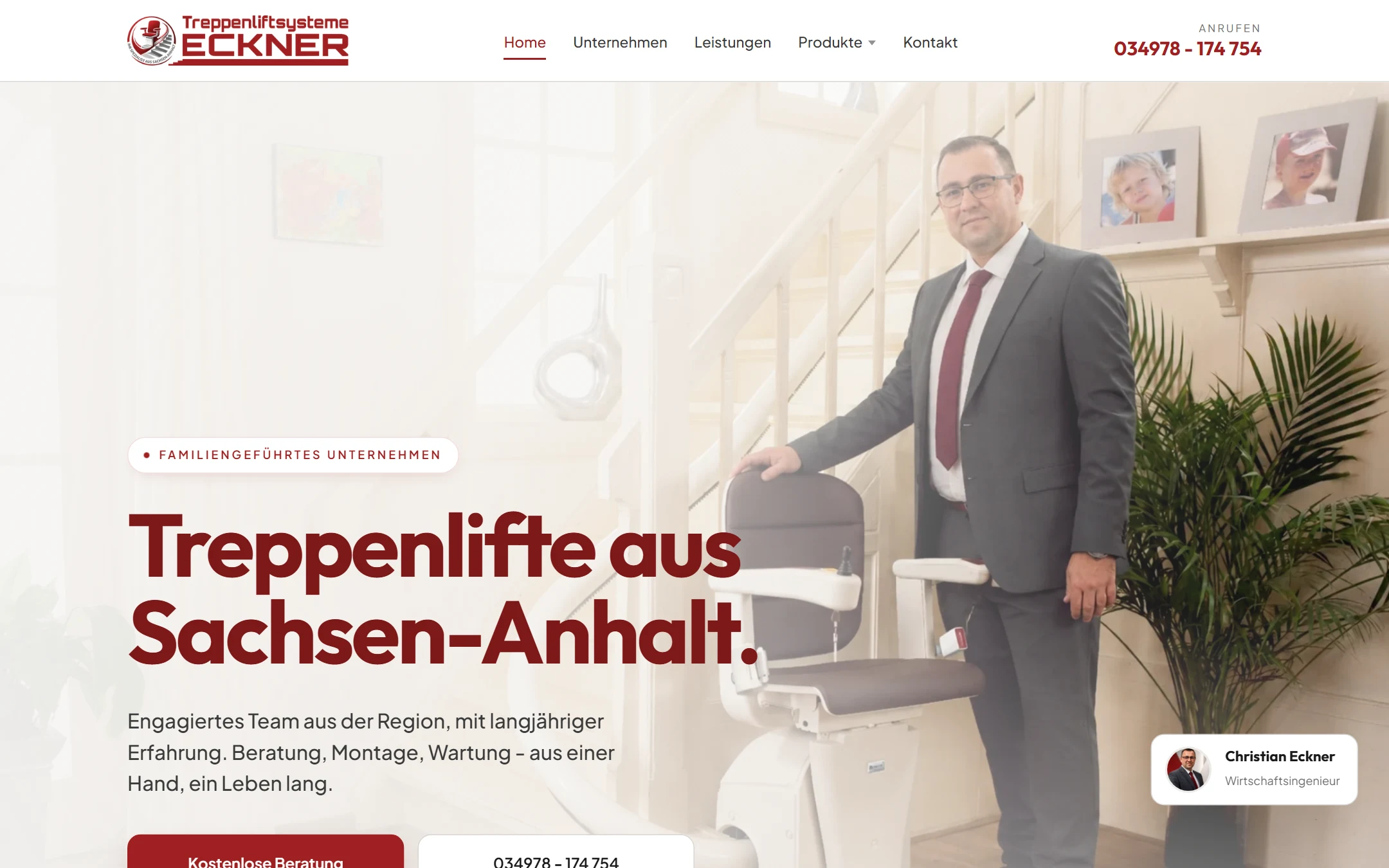 Startseite treppenliftsysteme-eckner.de auf dem Desktop