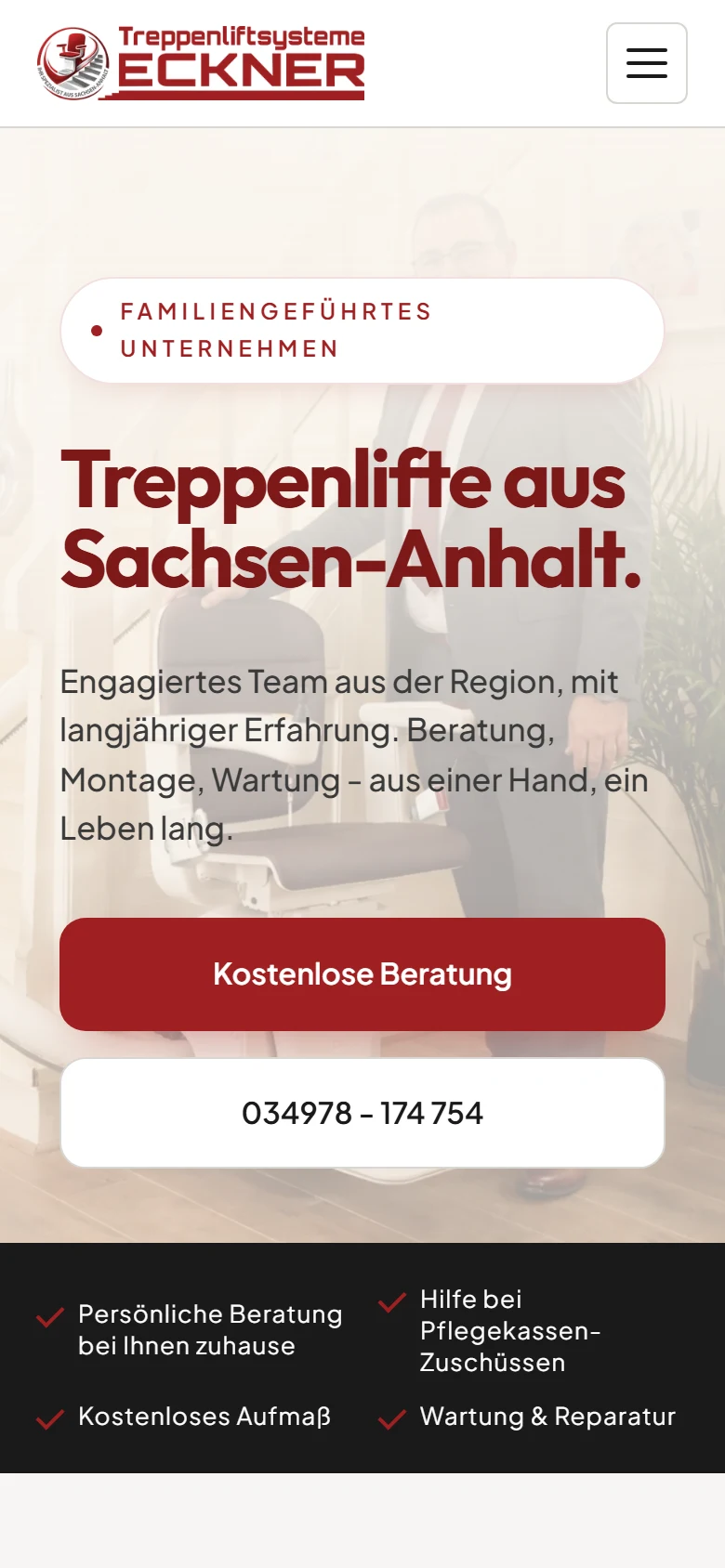 Startseite treppenliftsysteme-eckner.de auf dem Smartphone